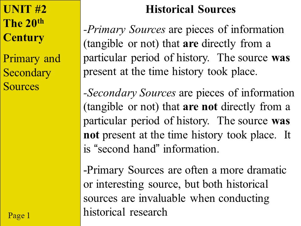 Important Sources of History (Primary and Secondary Sources)